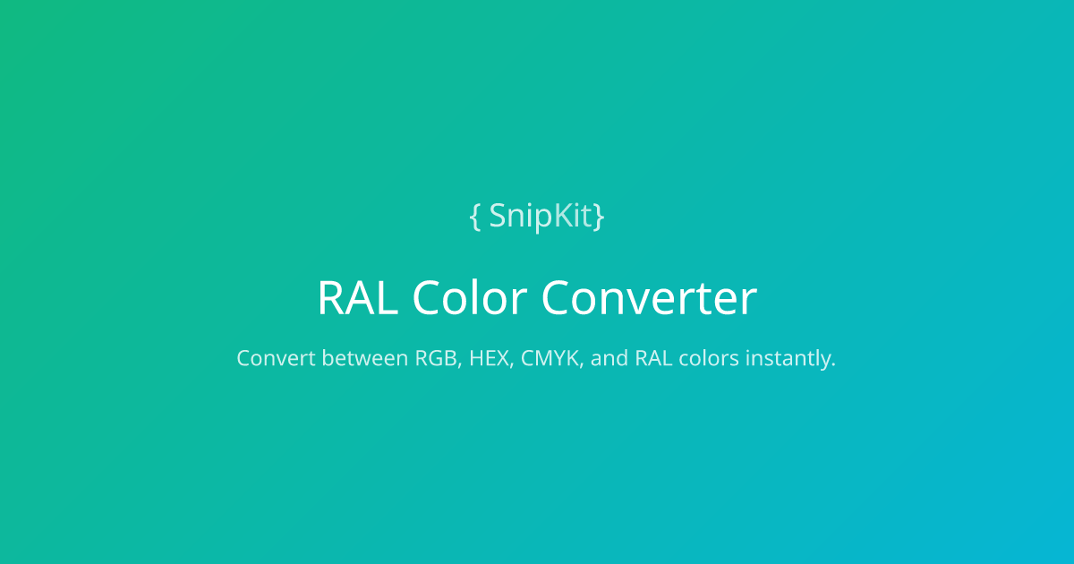 RAL Color Converter — Free Online RGB/HEX to RAL Tool | SnipKit